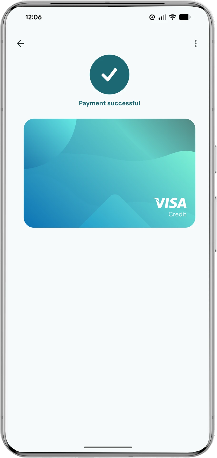 Phone showing a successful Visa payment confirmation